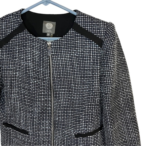 Vince Camuto Women's Size 10 Petite Blazer Jacket Full Zip Blue Black Tweed - Picture 2 of 6